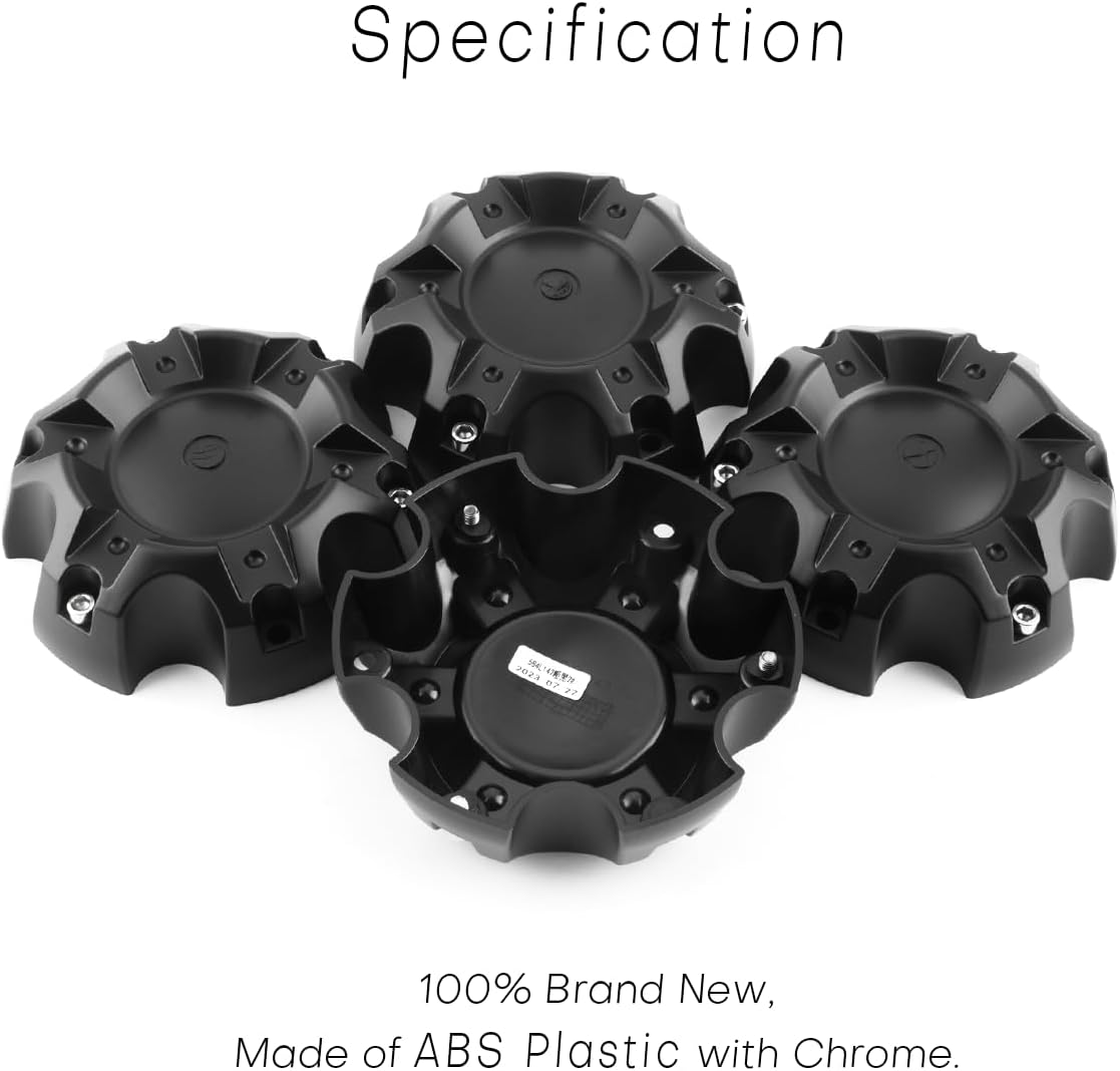 5.55in Wheel Center Caps for Ballistic Center Hubcaps, 4 Pack Black Center Cover Replacement, 6 lugs
